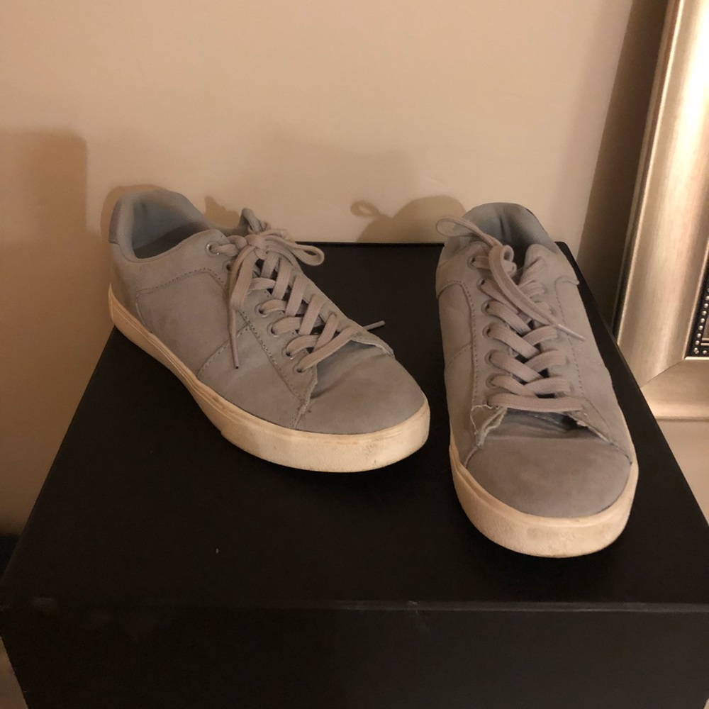 Baby blue suede sneakers